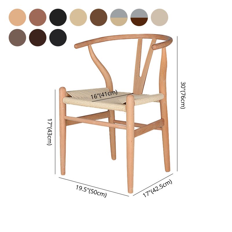 Contemporary Style Ash Wood Chair Dining Room Fork Bone Back Chairs Set