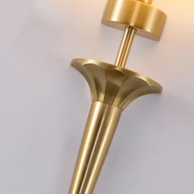 American Messing Wandleuchte Gold 1 Lichtwandlicht mit natürlicher Sackleinen für Schlafzimmer