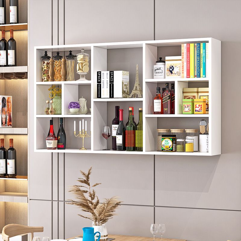 Contemporary Wall Unit Bookshelf Horizontal Manufactured Wood Bookcase