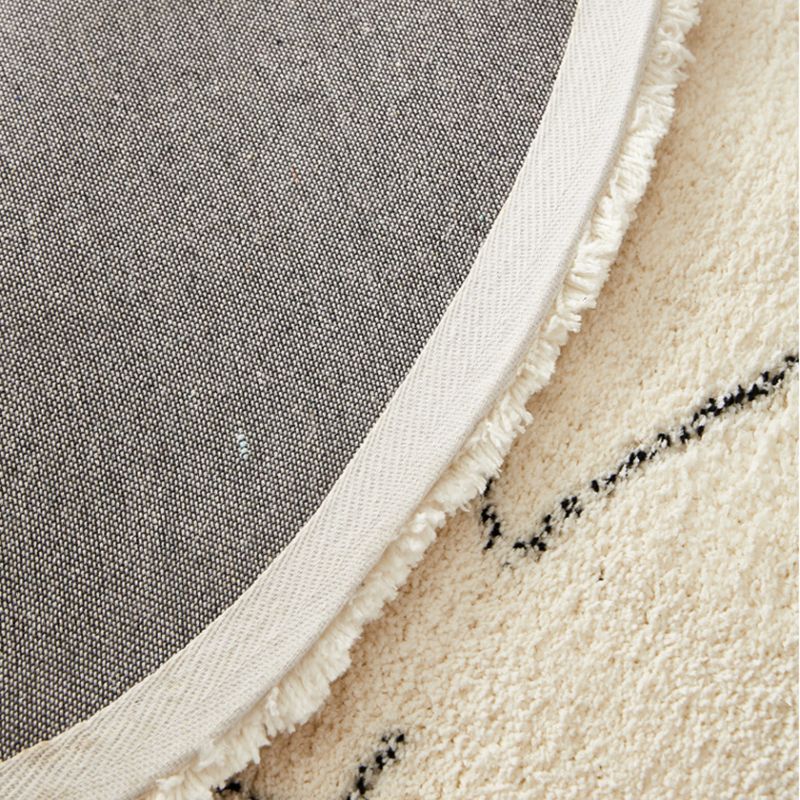 Beige Modern Rug Polyester Line Rug Non-Slip Backing Rug for Home Decor