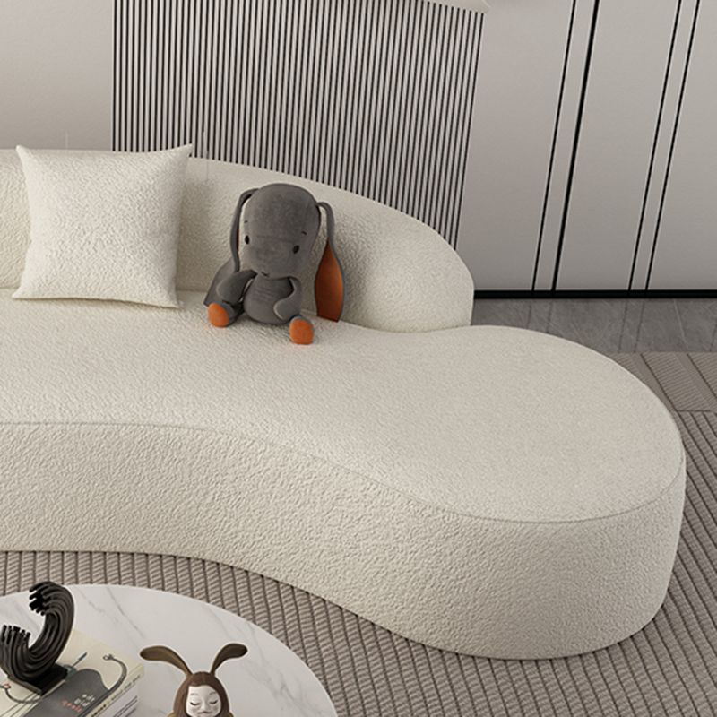 Contemporary 23.62 "/27.55" H White Wool Curved Sofa for Living Room