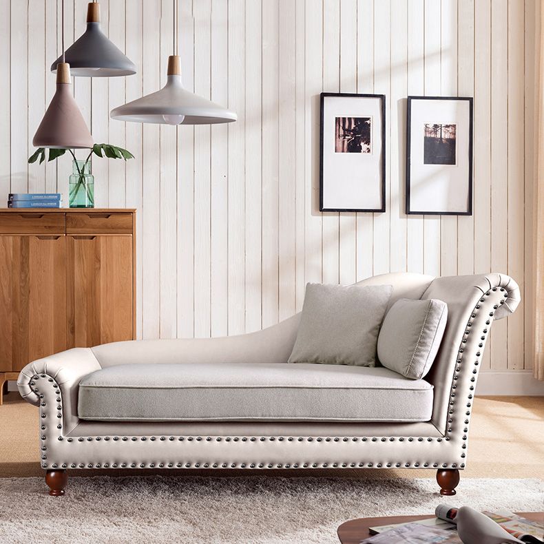 Traditional Chaise Lounge Faux Leather Chaise Lounge with Arm