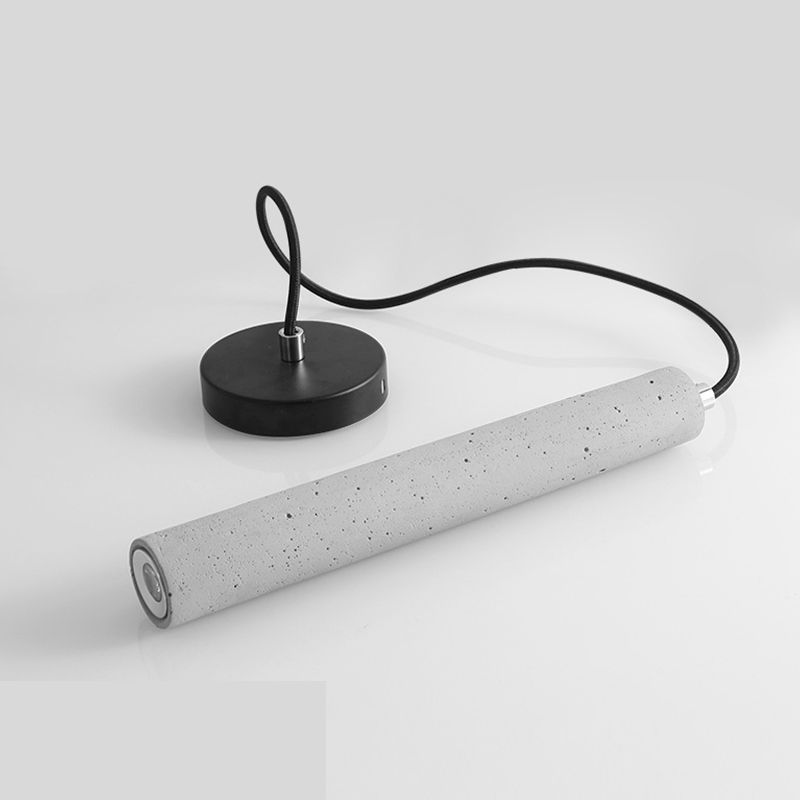 Cylindre moderne style suspendu ciment gris 1 pendentif lumineux léger pour barre