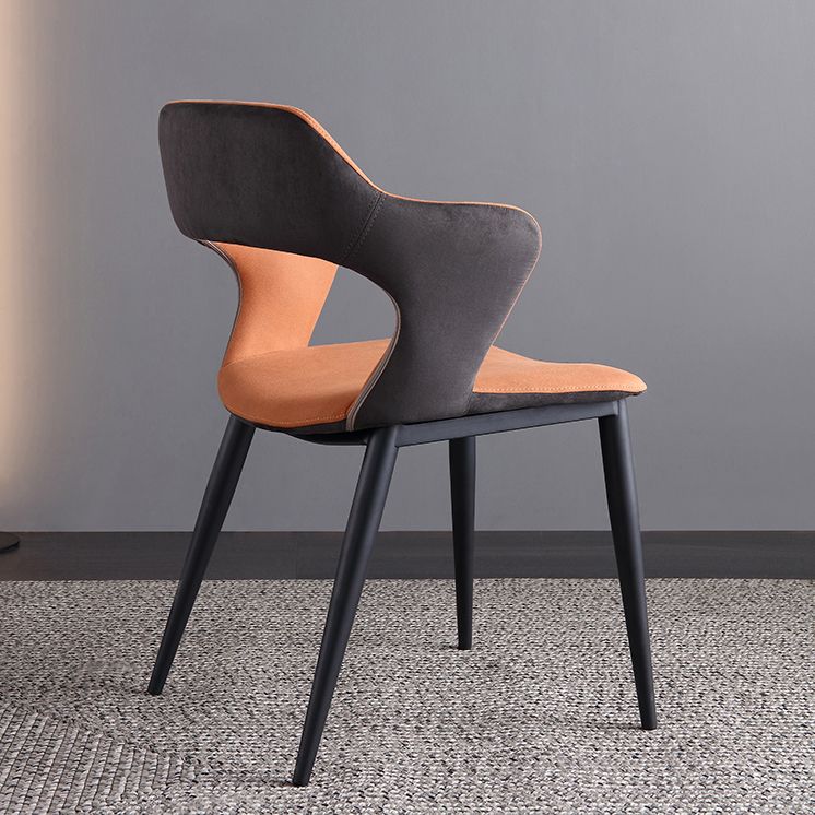 Chaise de salle à manger contemporaine de finition mate de dos ouvert de chaise de bras de restaurant de tissu
