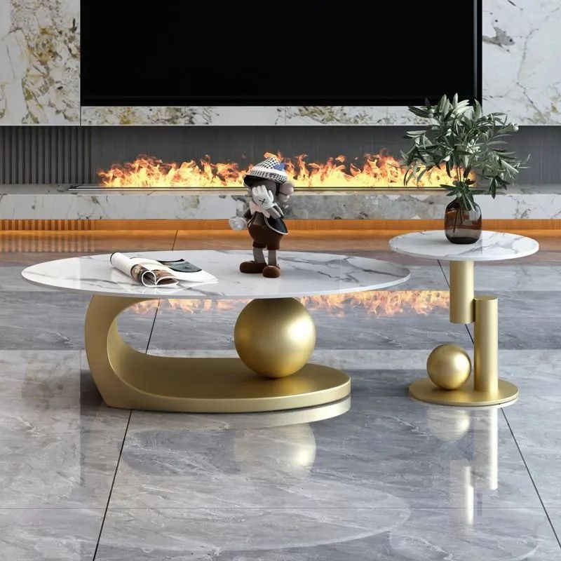 Metal Abstract Base Cocktail Table Glam Slate Top Coffee Table