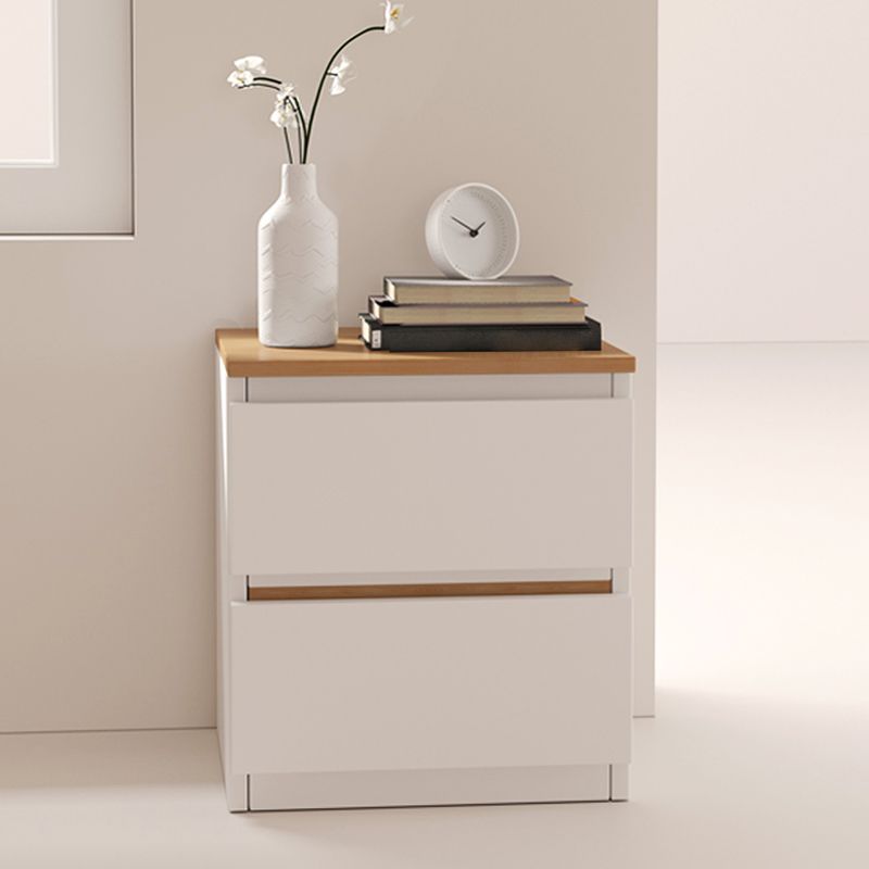 Modern White/Natural Chest with Wooden Drawers Rectangle Chest