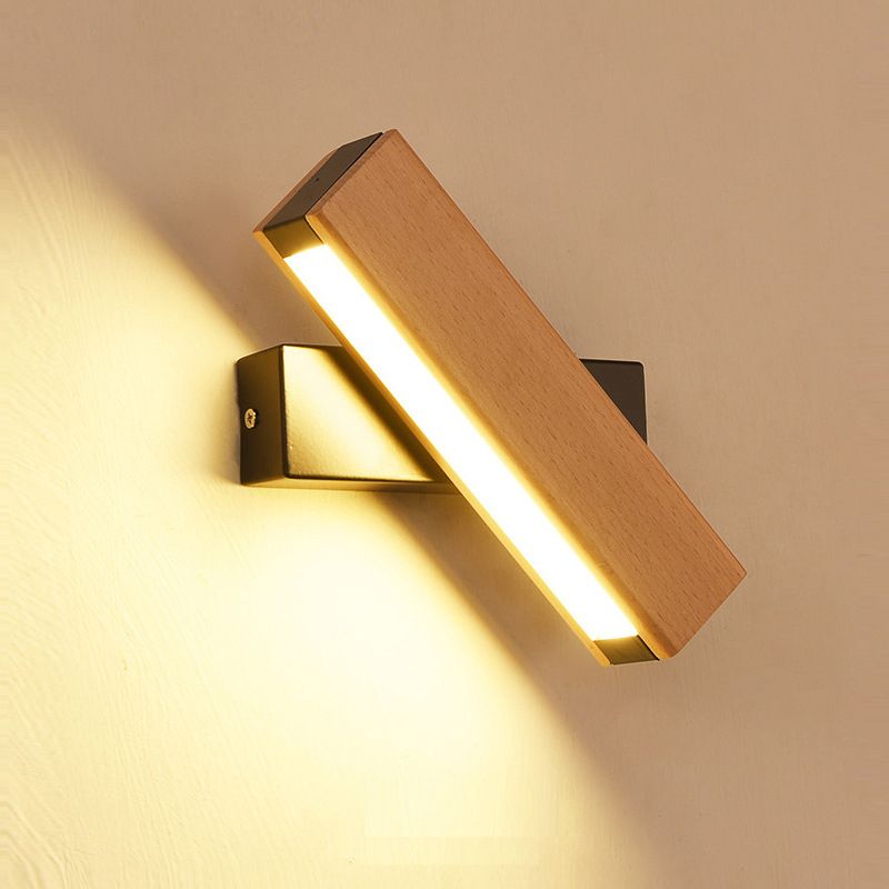 Rectangular Wood Wall Lighting Fixtures Modern Wall Mounted Light Fixture for Bedroom