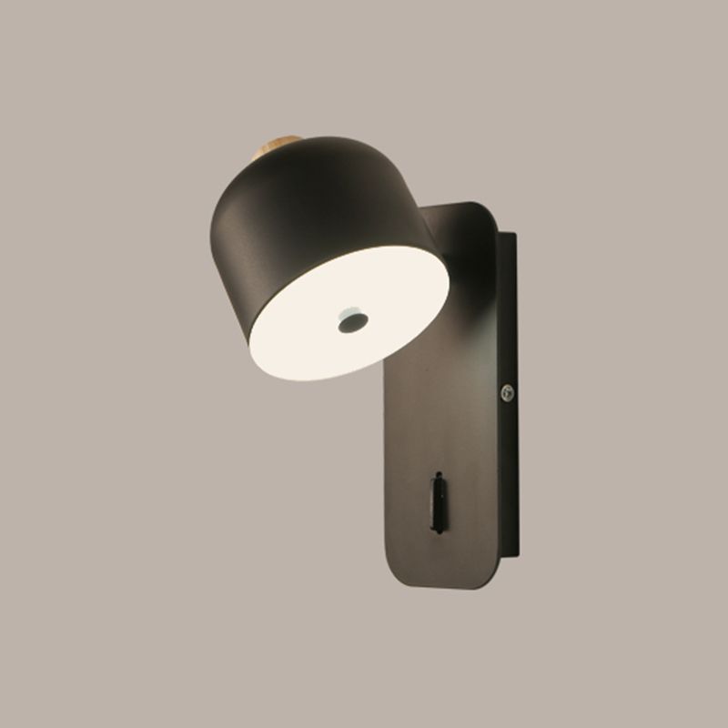 Modern Simple Iron Wall Light Cylinder Shape Rotatable Wall Lamp for Bedroom