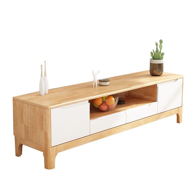 Modern Living Room TV Stand Rubber Wood TV Console with Drawers , 15" D / 16.5" D