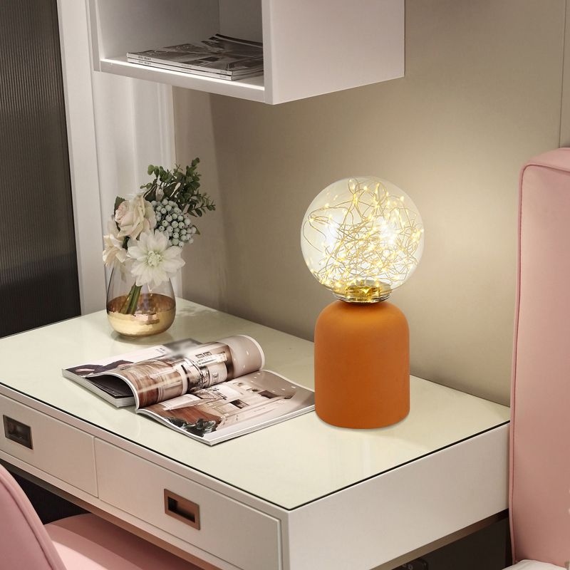 11.8" Height Modern Style LED Table Lamp Globe Glass Shade Simplicity Ceramics Base Nightstand Light for Bedroom