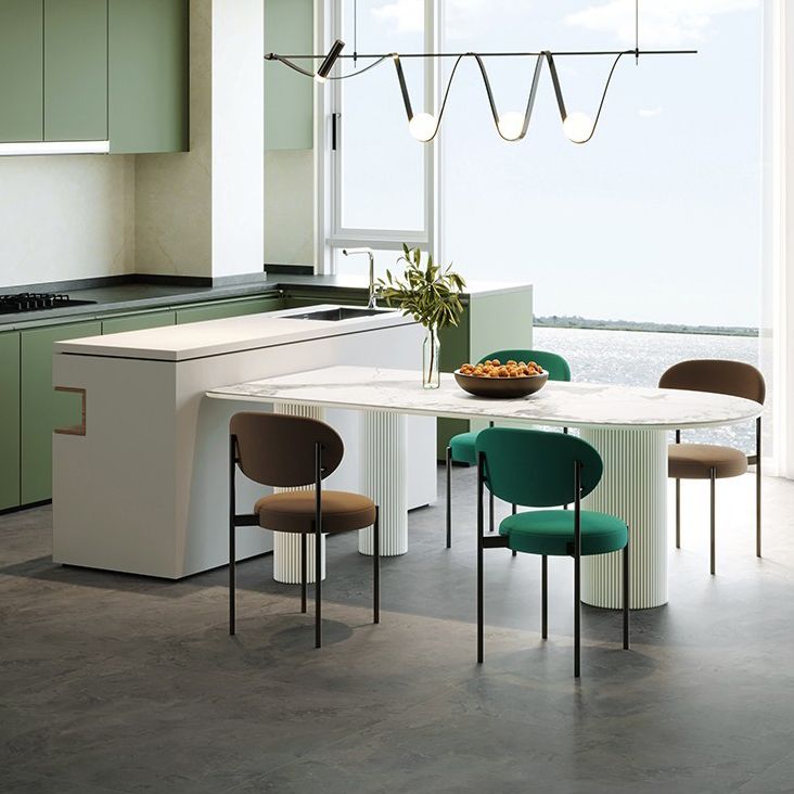 Contemporary 3-foot Dining Table Stone Dining Room Furniture for Home