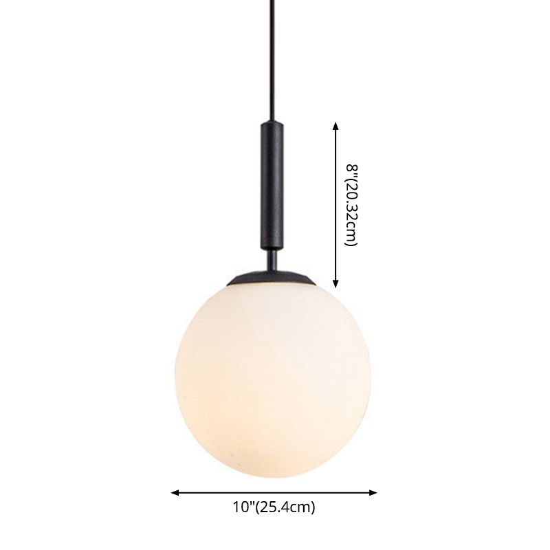 1 Light Sphere Pendant Lighting Mid-Century Modern White Glass Pendant Lighting Fixtures for Restaurant