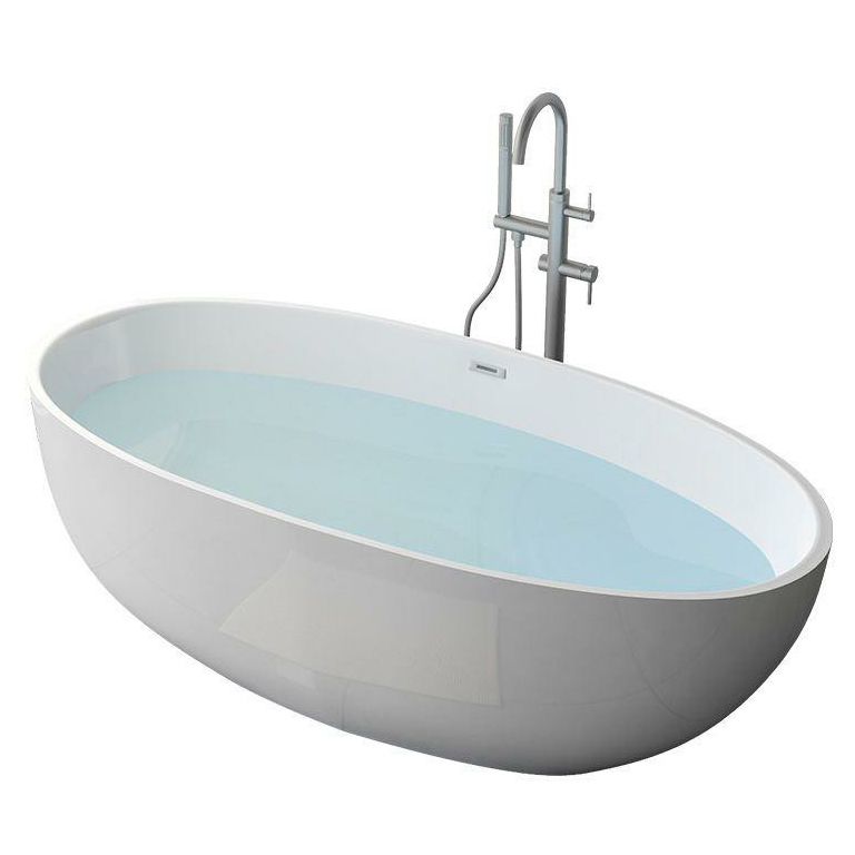 Modern Soaking Freestanding Bath Tub Acrylic Oval Bathtub with Overflow Trim