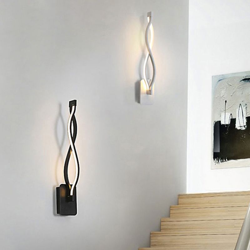 Hedendaagse LED -muurverlichting Zwart/Wit Burvy SCONCE LIMMUTE MET ACRYLISCHE TADE, Warm/Wit licht