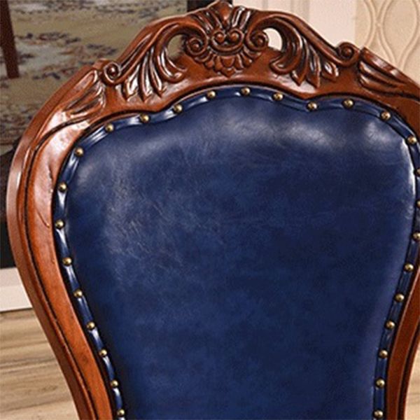 Sillas de comedor victorianas sin brazos Sillas laterales tapizadas en cuero (juego de 2)
