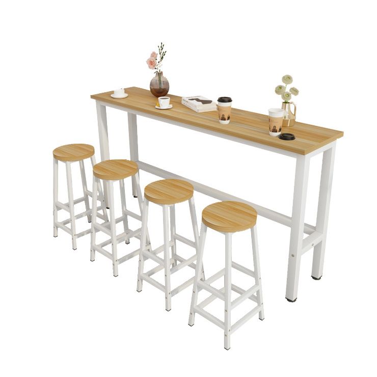 Contemporary Bar Table Rectangle Bar Dining Table with Trestle Base