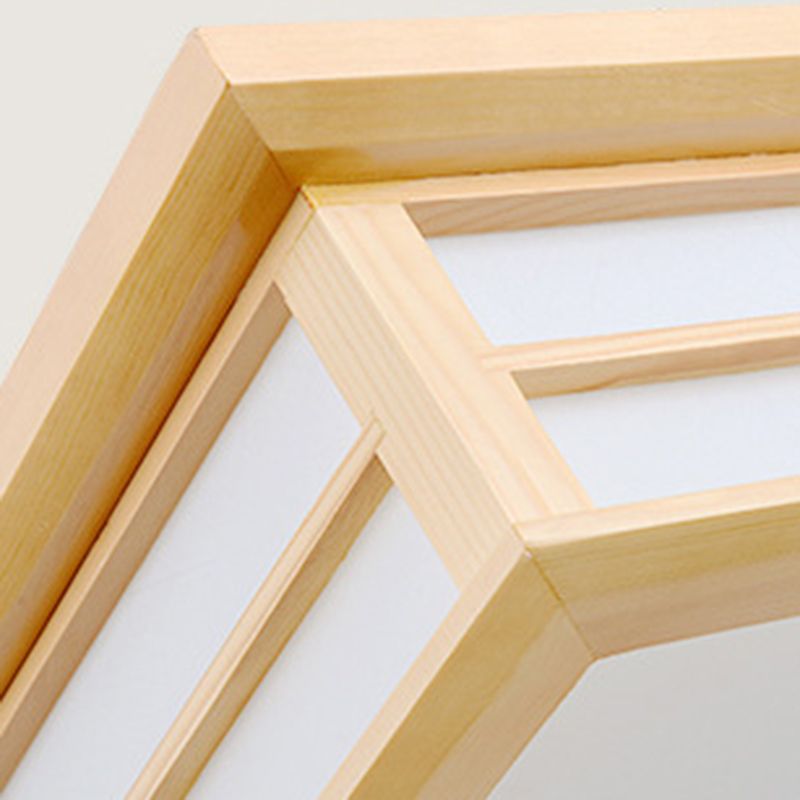 Square Ceiling Light Wooden LED Ceiling Mount Light with Acrylic Shade for Living Room