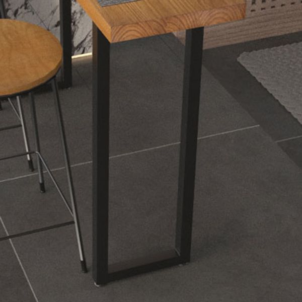 Solid Wood Rectangle Bistro Table with Metal Frame for Living Room