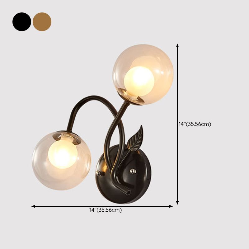 Industrial Style Ball Wall Sconce Glass 2 Light Sconces for Dining Room