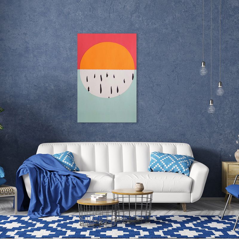 Colorful Illustrated Geometric Canvas Wall Art for Girls Bedroom, Orange, Multiple Sizes