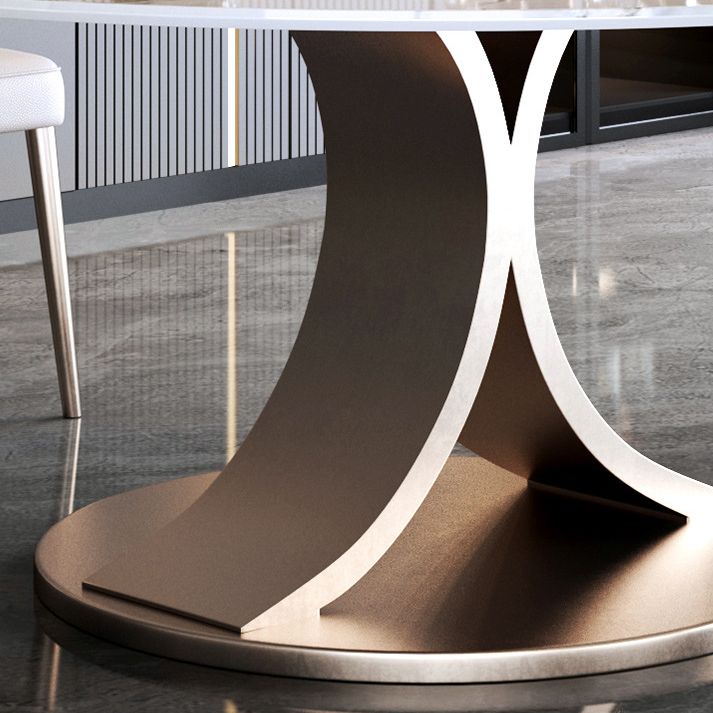 Modern 1/4/7 Pieces Dining Table Set with Sintered Stone Top Stainless Steel Dinette Set