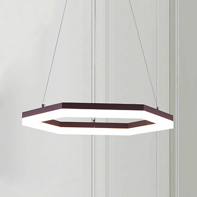 Luce del lampadario acrilico esagono contemporaneo 1/2/3 luci kaki a led sospesa la luce del soffitto in luce bianca/calda