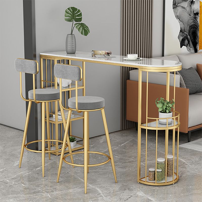 Modern 1/3 Pieces Bar Table Set Stone Counter Table with Stools for Dining Room