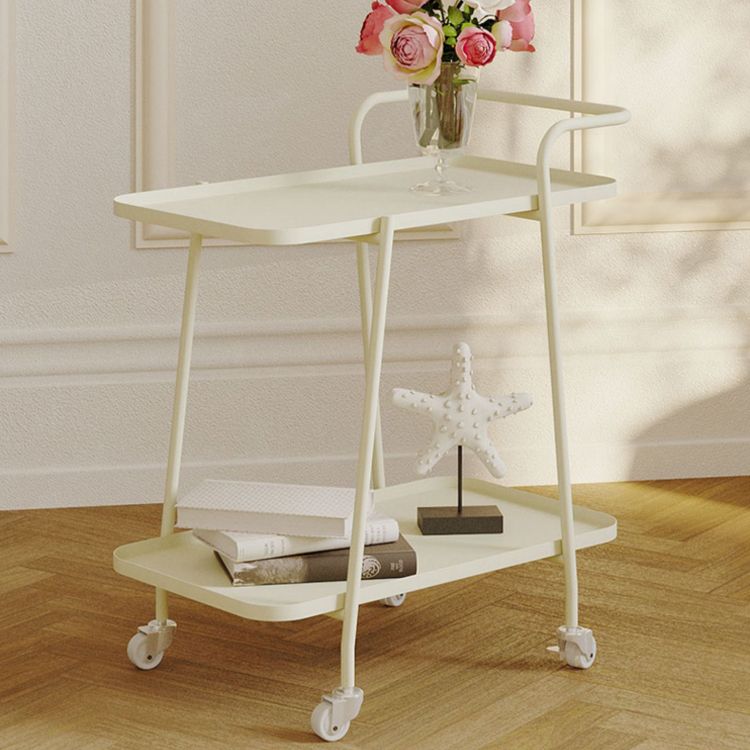 Rectangular Metal End Table with Casters Glam 22.8" Tall Side Table with Shelf