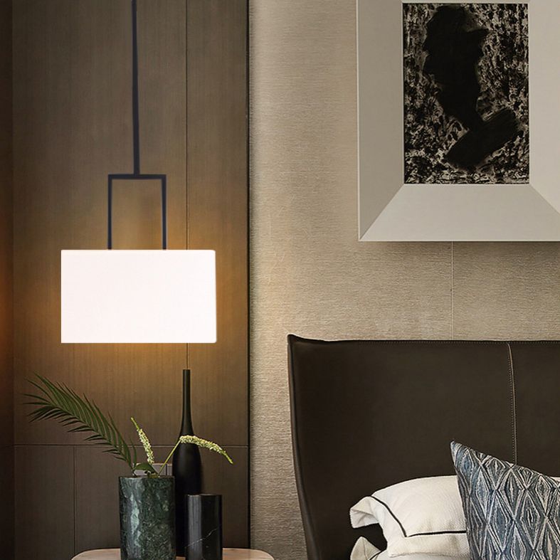 Tambor de tono blanco lámpara colgante de colgantes moderno 1 luz de techo colgante de luz para dormitorio