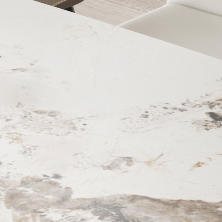 Industrial Style Sintered Stone Table Dining Rectangle Table with Metal Legs for Kitchen