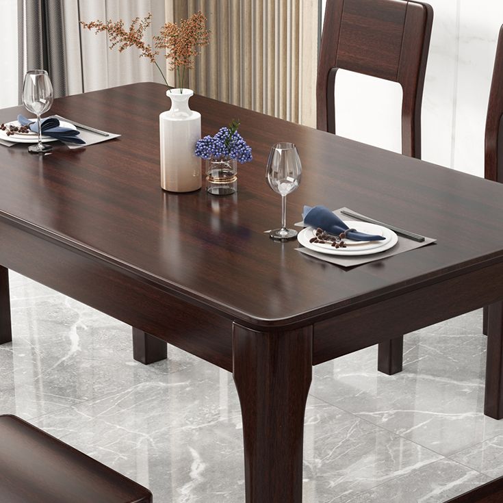 Mesa de comedor de madera maciza estándar industrial, mesa de comedor rectangular para cocina con base de 4 patas