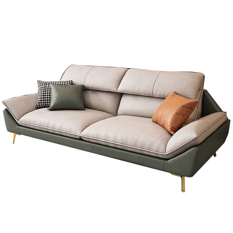 Beige Faux Leather Removable Cushions Sofa/Sectionals with Stain-Resistant