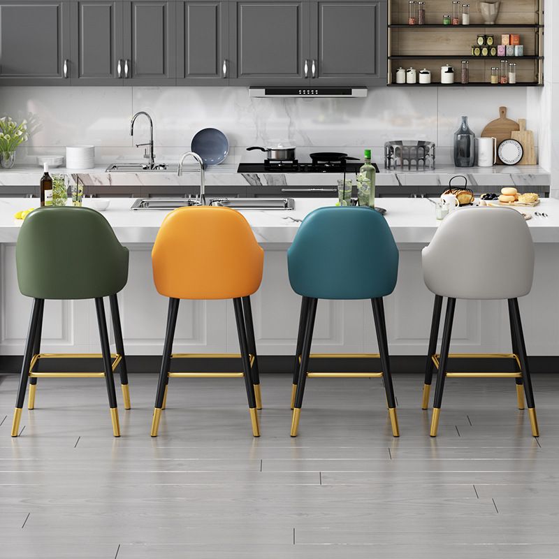 Glam Faux Leather Dining Stool Upholstered Furniture in Matte Finish for Home