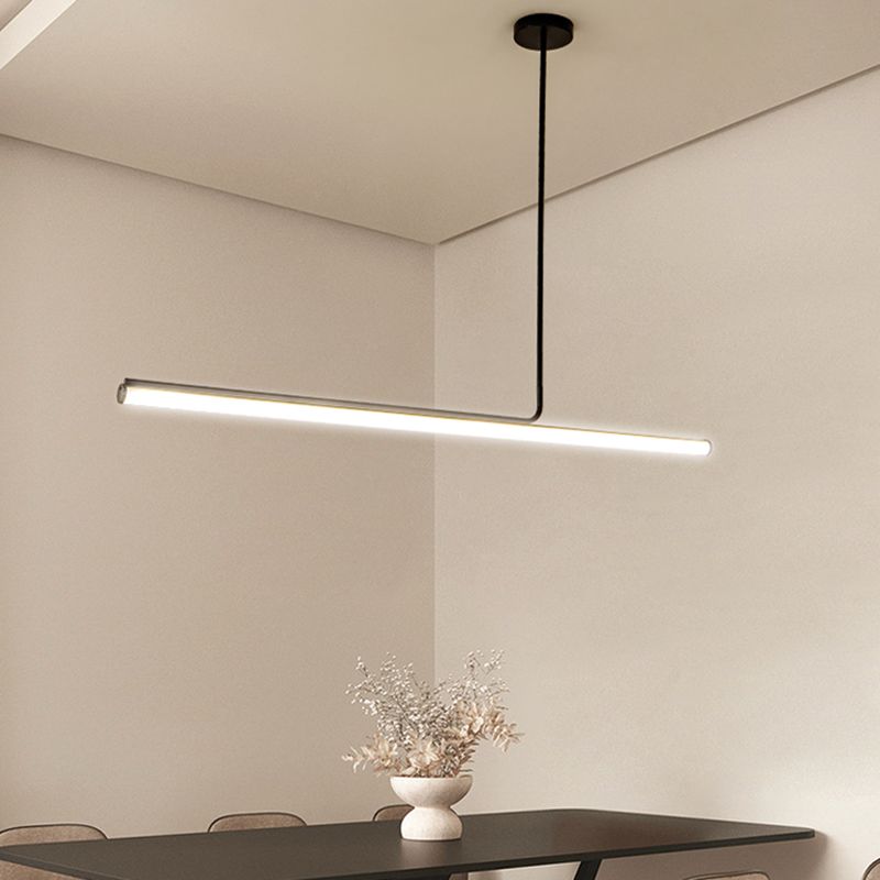 Modern Aluminum Pendant Lighting Linear Shape Hanging Light Fixtures in Black and White