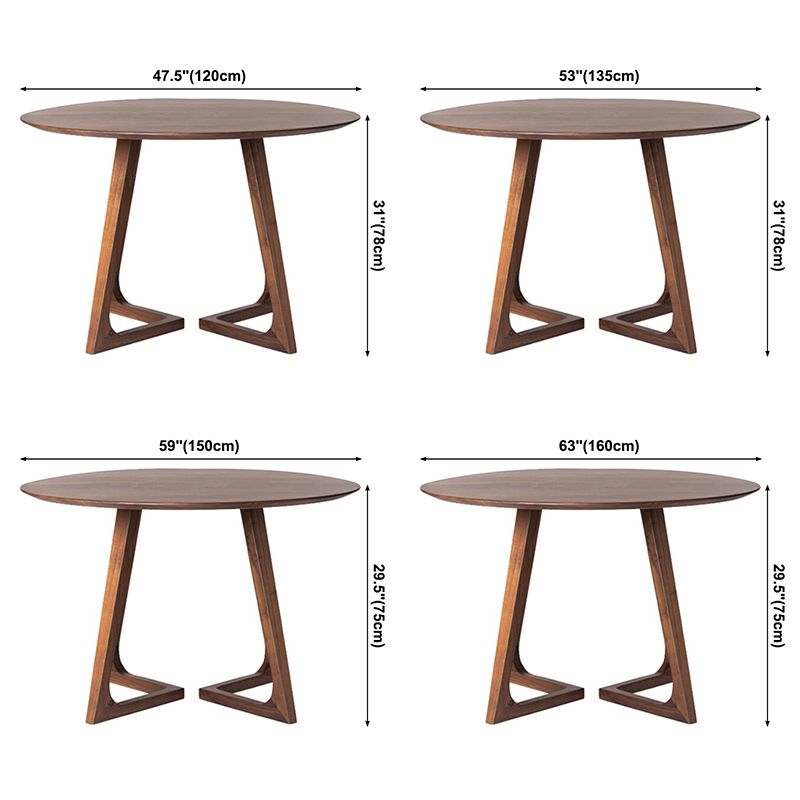 Tablette à double piédestal ronde Pine en bois massif meubles de salle à manger en bois massif