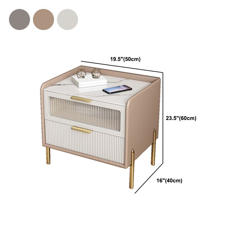 Wood Nightstand 16" Wide Bed Nightstand with Draewrs and Legs