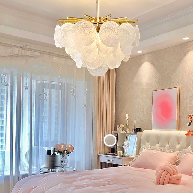 Contemporary Style Geometry Pendant Lights Glass Hanging Chandeliers in Gold