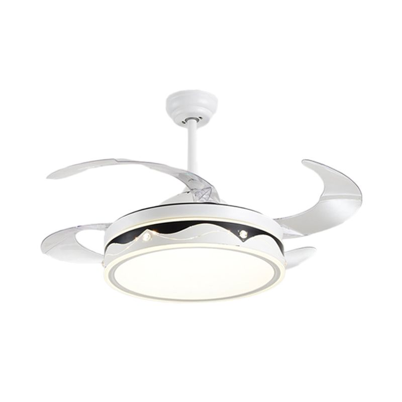 Drum Shade 4-Blade Hanging Lüfterlampe Einfache LED White Semi Flush Mount, 20 "breit