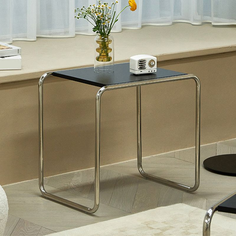 Minimalist Rectangular 15.7" D End Table Modern Steel Sled Side Table