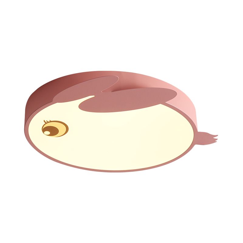 Cartoon Rabbit Acrylic Flush Light LED Close to Ceiling Lighting Fixture in Blue/Pink for Child Room