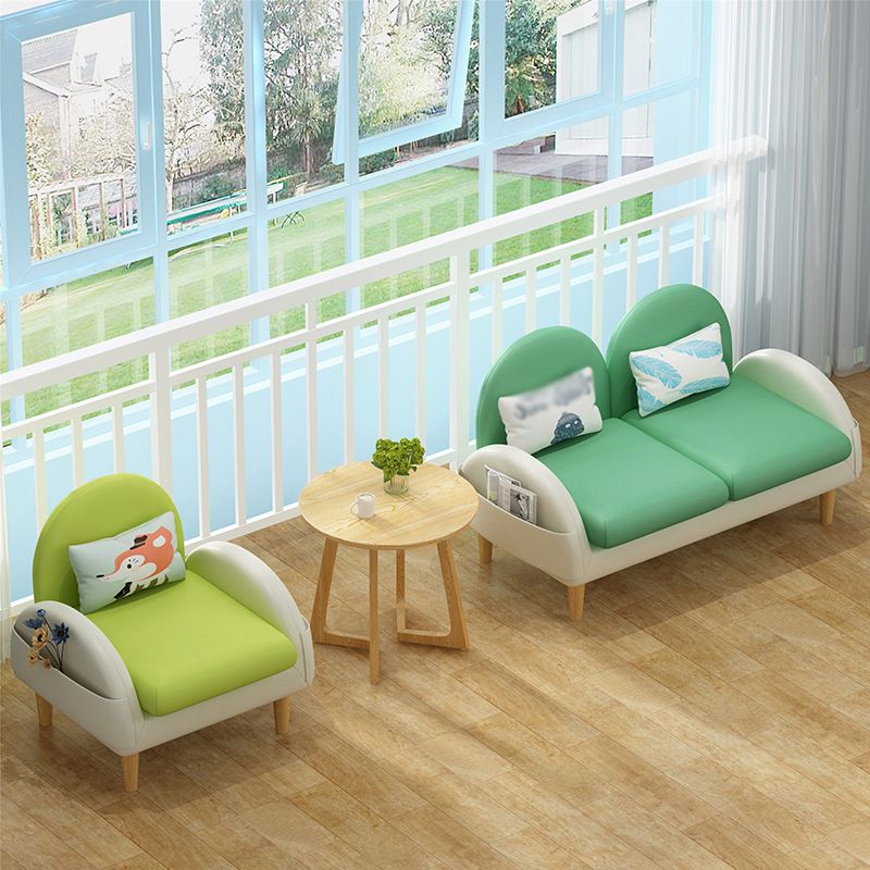 Faux Leather Pillow Back Sofa with Storage for Living Room and Apartment