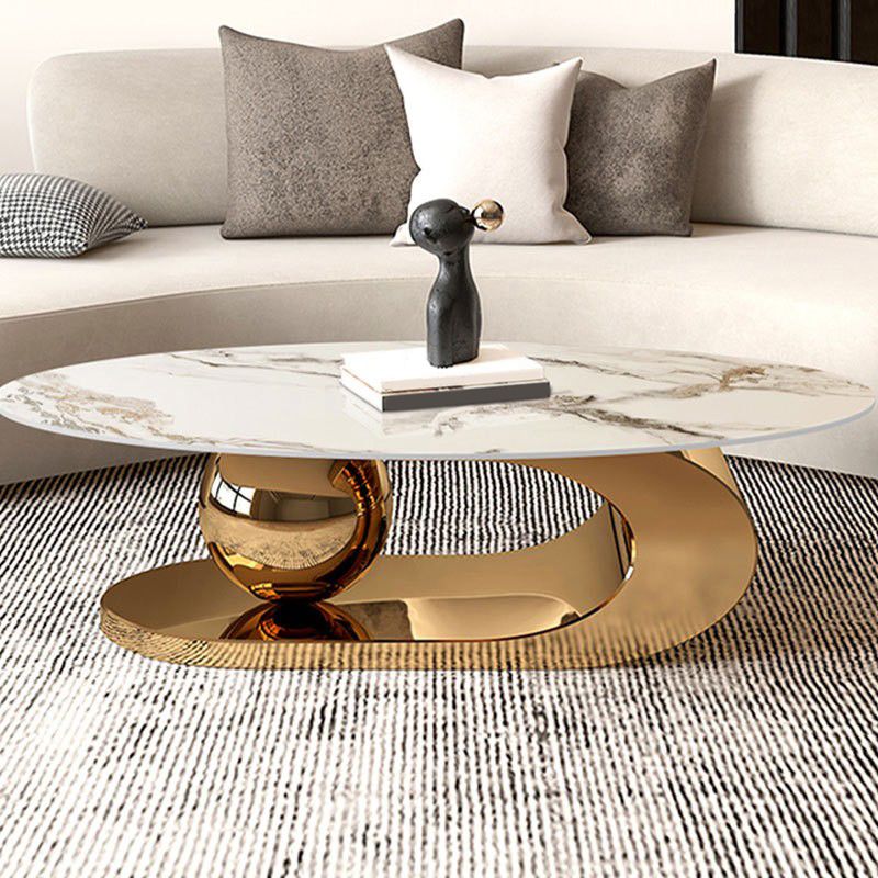 Abstract Stone Coffee Table with Storage Luxurious 1 Single Cocktail Table