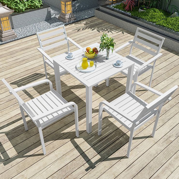 Industrial Geometric Patio Dining Table 1/5/7 PCS Plastic Wood Dining Set