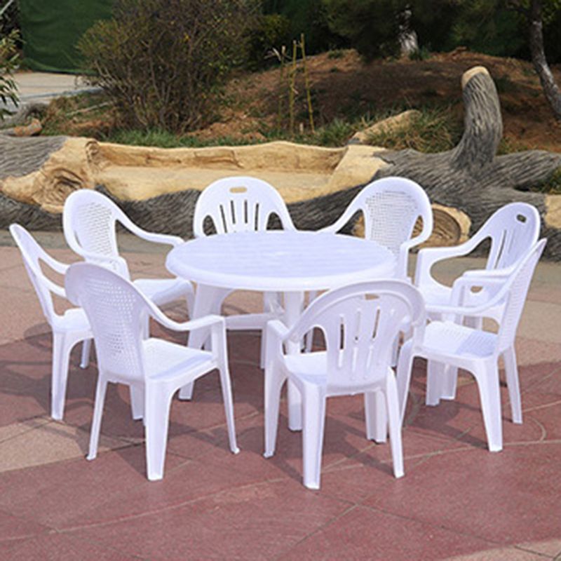 Plastic Water Resistant Patio Table Square /Round with Umbrella Hole