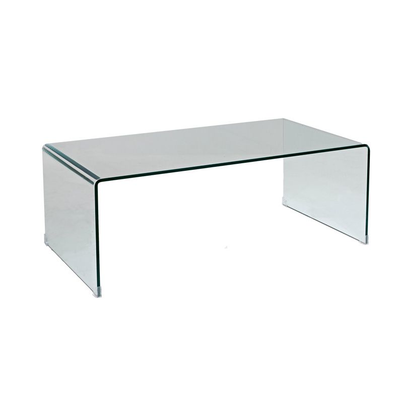 Modern Square Sled Base Glass Square Coffee Table for Apartment