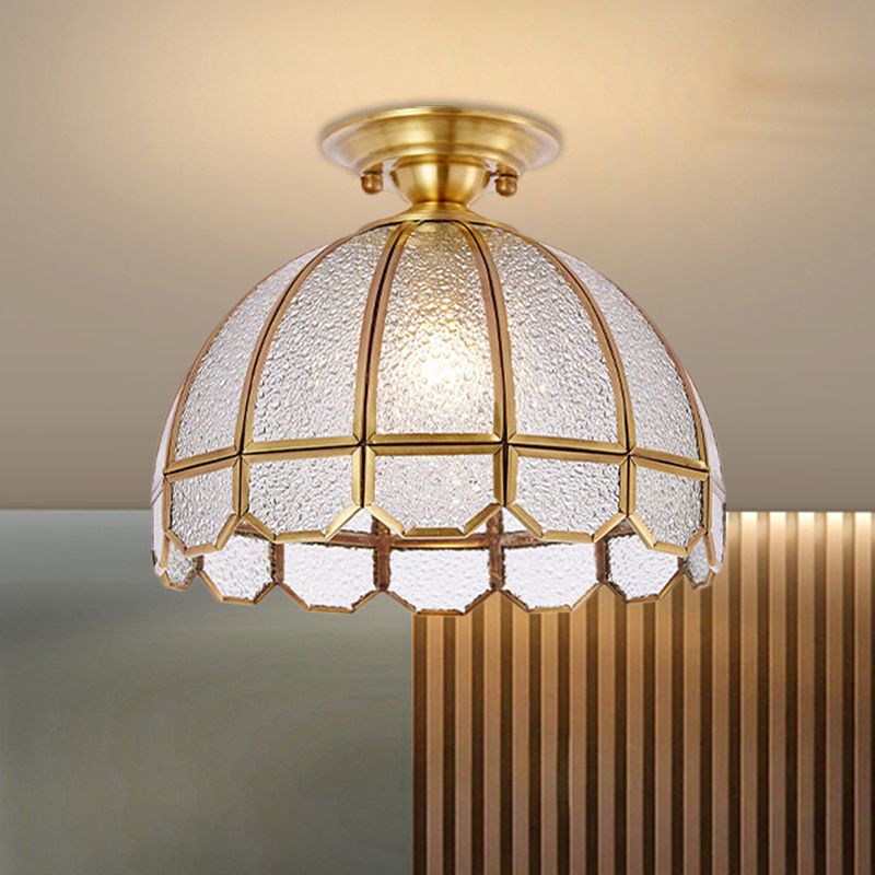 Messing Single Lampe Halbflush Antiquled Ripple Glassrusrost