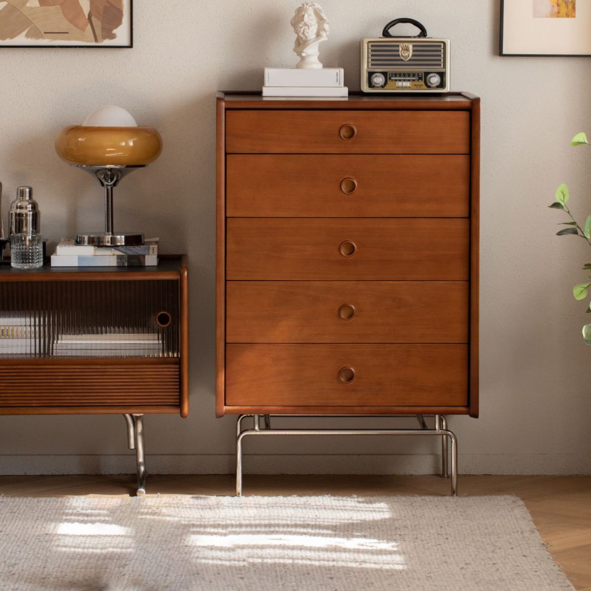 Modern & Contemporary Chest Square Accent Chest in Antique Finish