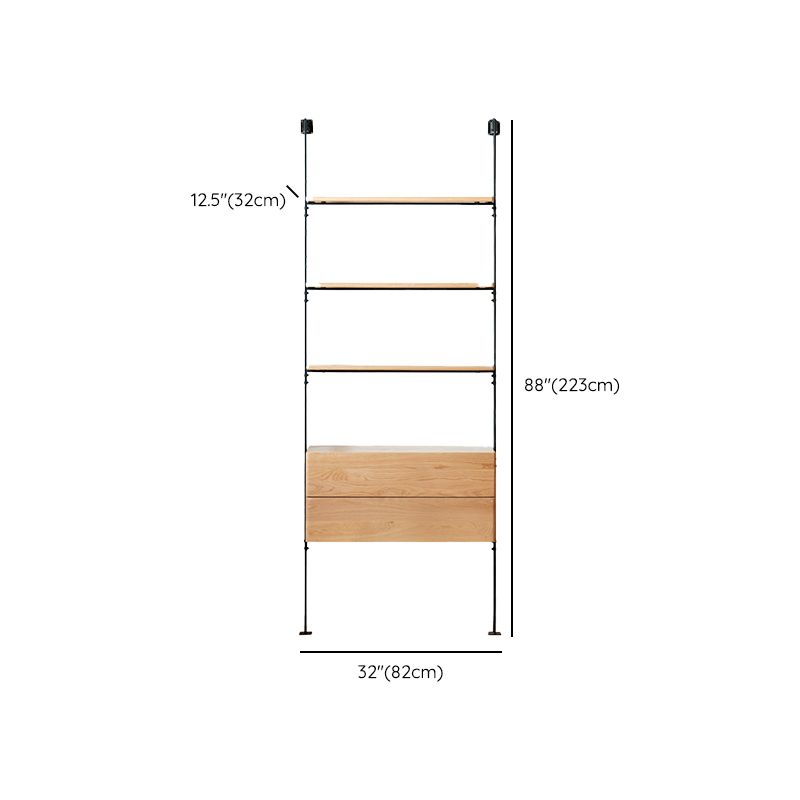 Industrial Living Room Display Stand Wall Mounted Multi-shelf in Natural