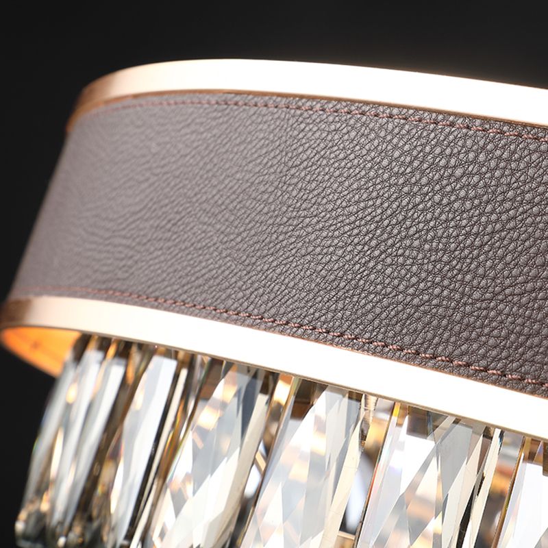 Oval Island lamp Contemporary Crystal Block 12 Lights Black-Gold Hanging Light Fixture