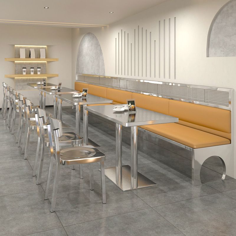 Industrial Stainless Steel Dining Table Metal Base Table for Dinning Room